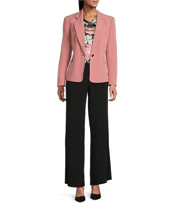 Kasper Crepe Notch Collar 1-Button Jacket Product Image
