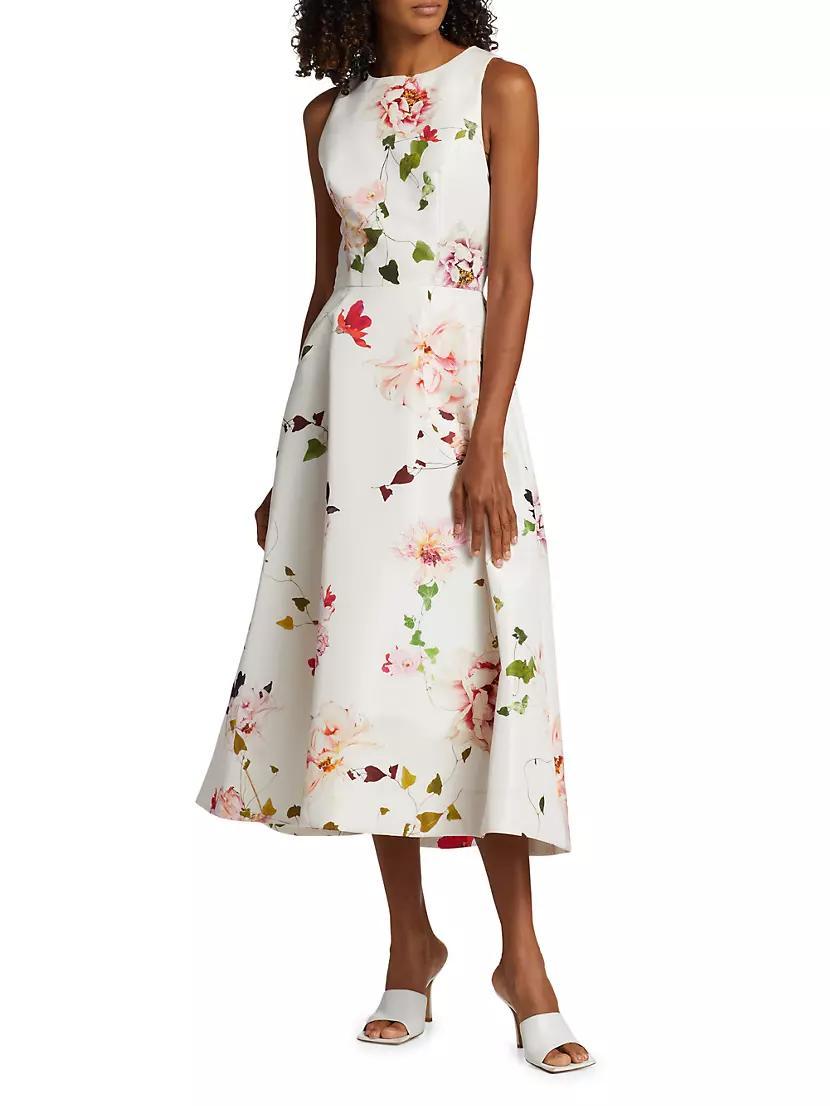 Faille Floral Sleeveless Midi-Dress Product Image