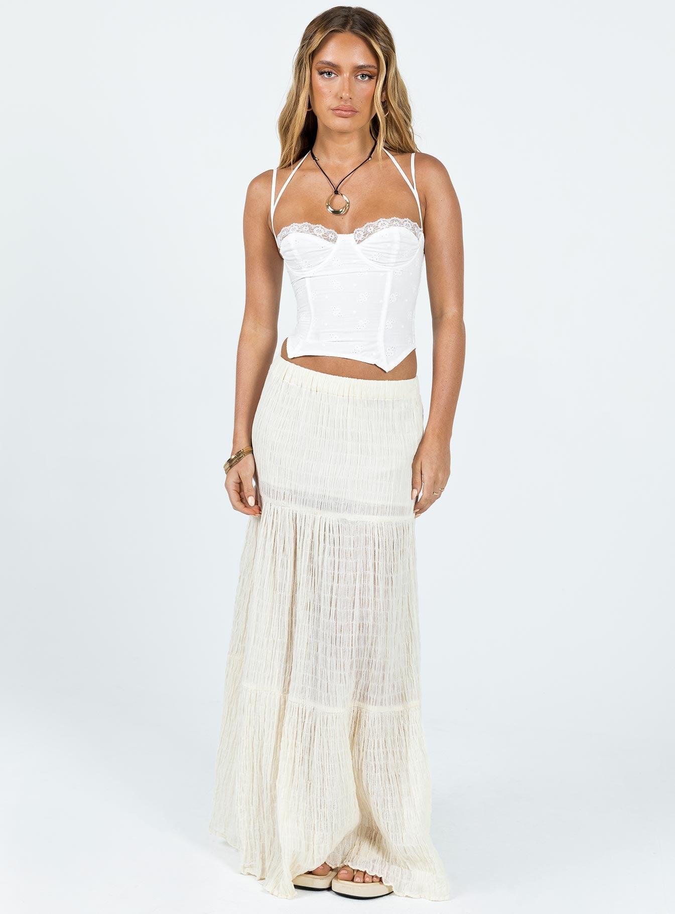 Luvan Lace Corset Top White Product Image