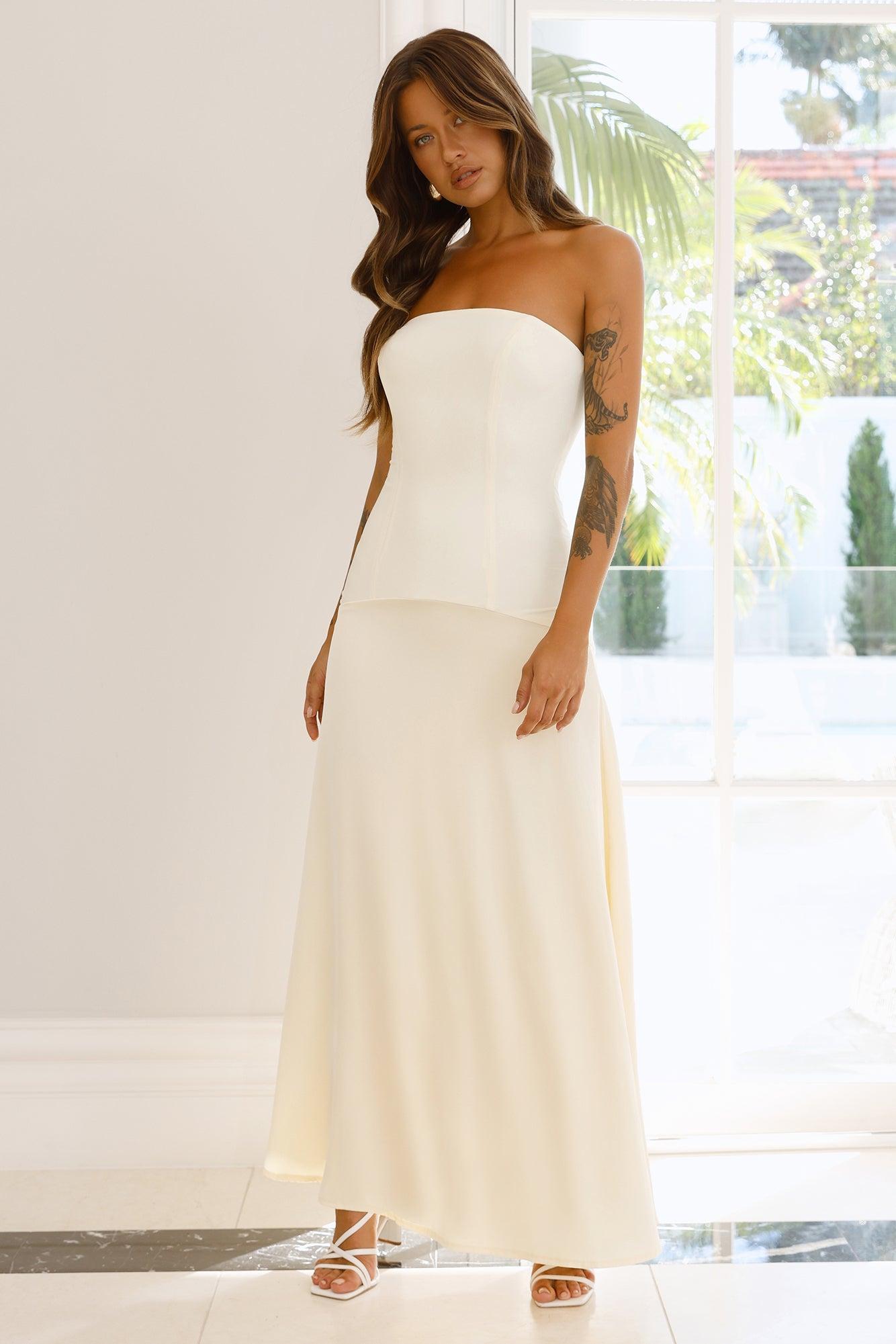 Daydream Darling Strapless Maxi Dress Yellow Product Image