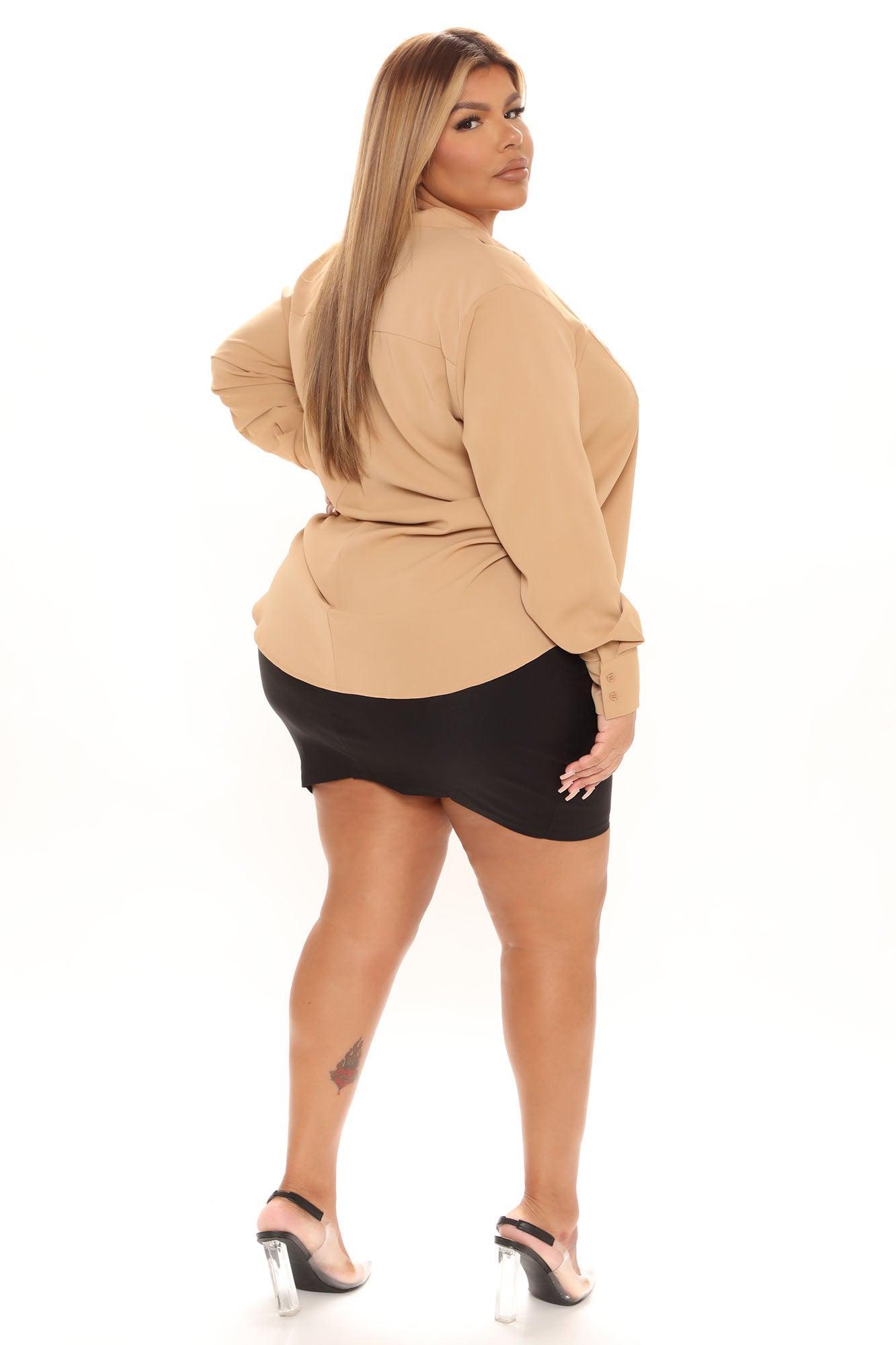 CEO Of Slaying Button Down Top - Taupe Product Image