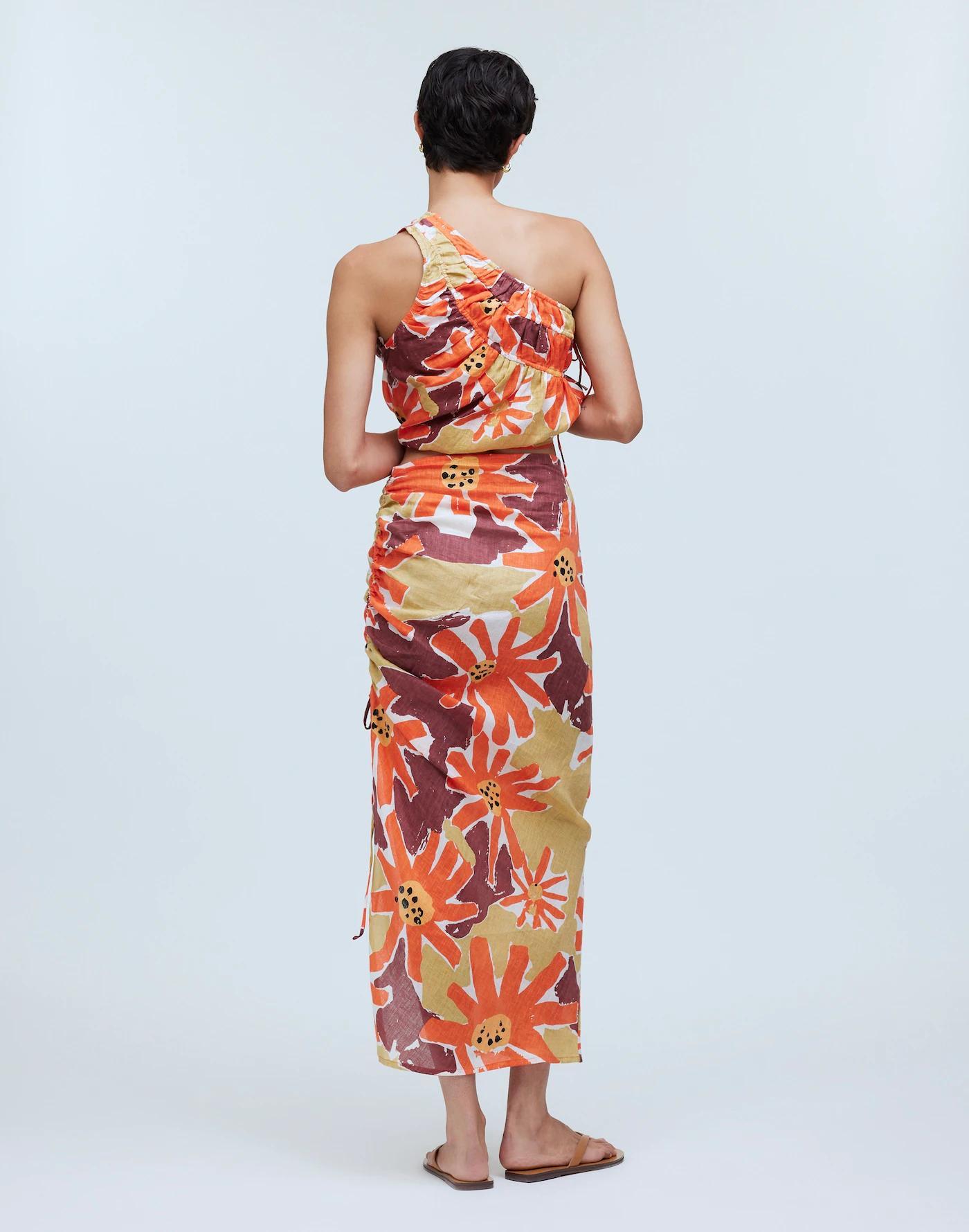 Zulu & Zephyr Wildflower Linen Midi Skirt Product Image