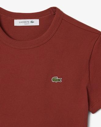 Women's Slim Fit Ribbed Cotton T-Shirt Product Image