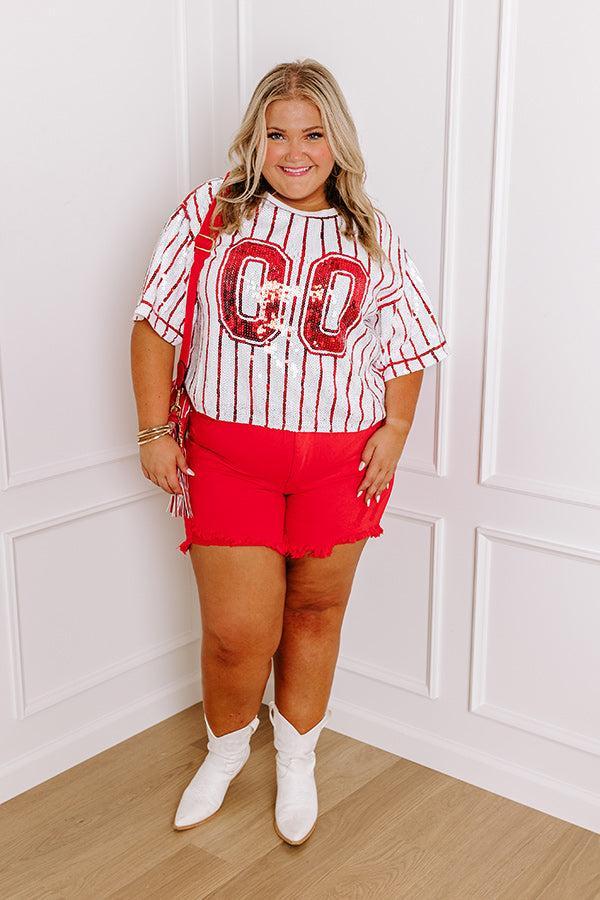 Spirit Squad Sequin Top in Red Curves Product Image