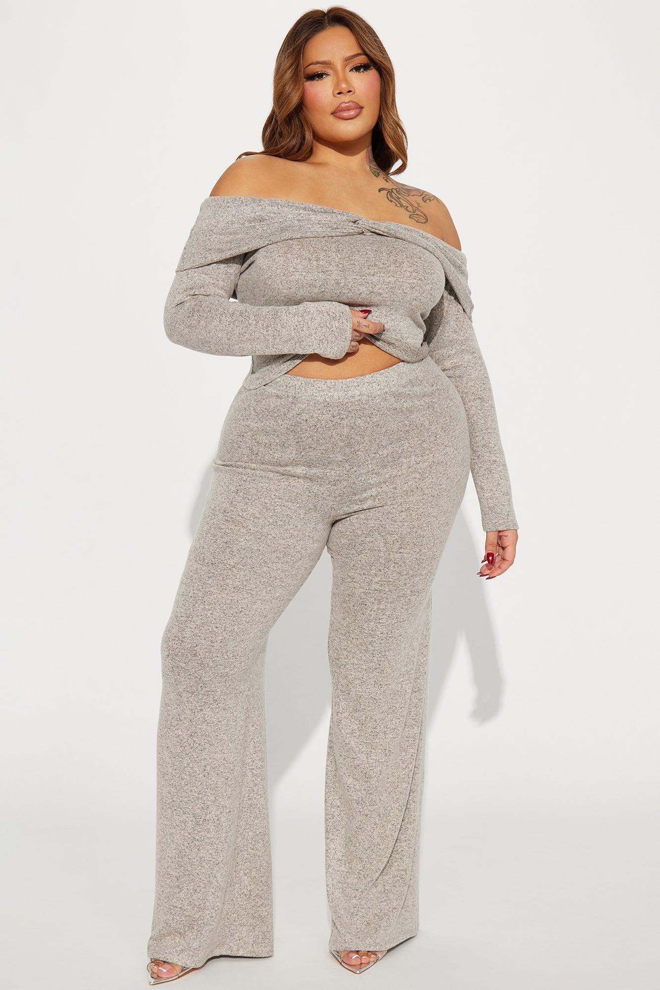 Bella Brushed Knit Pant Set - Oatmeal Product Image
