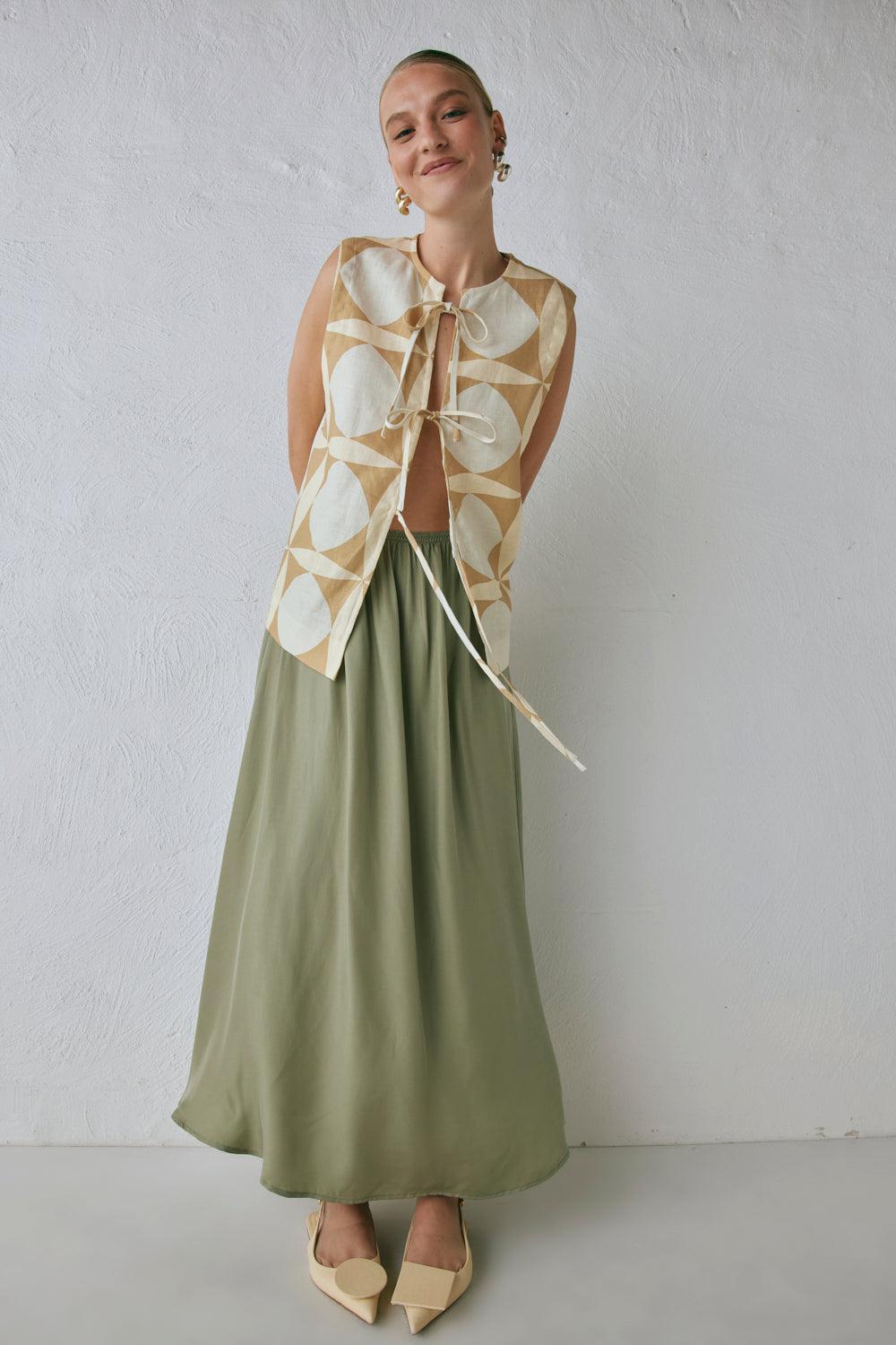 Solara Midi Skirt Sage Product Image