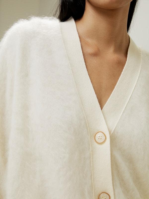 LILYSILK Cashmere Cardigan Women White Premium Cashmere Comfortable Dropped Shoulder Cardigan M Product Image