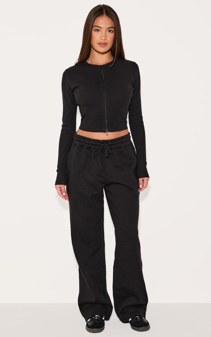 Black Rib Double Zip Top Product Image