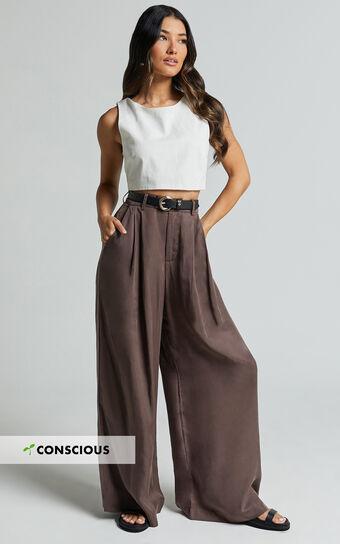Clarke Pants - High Waist Wide Leg Pants in Slate Product Image