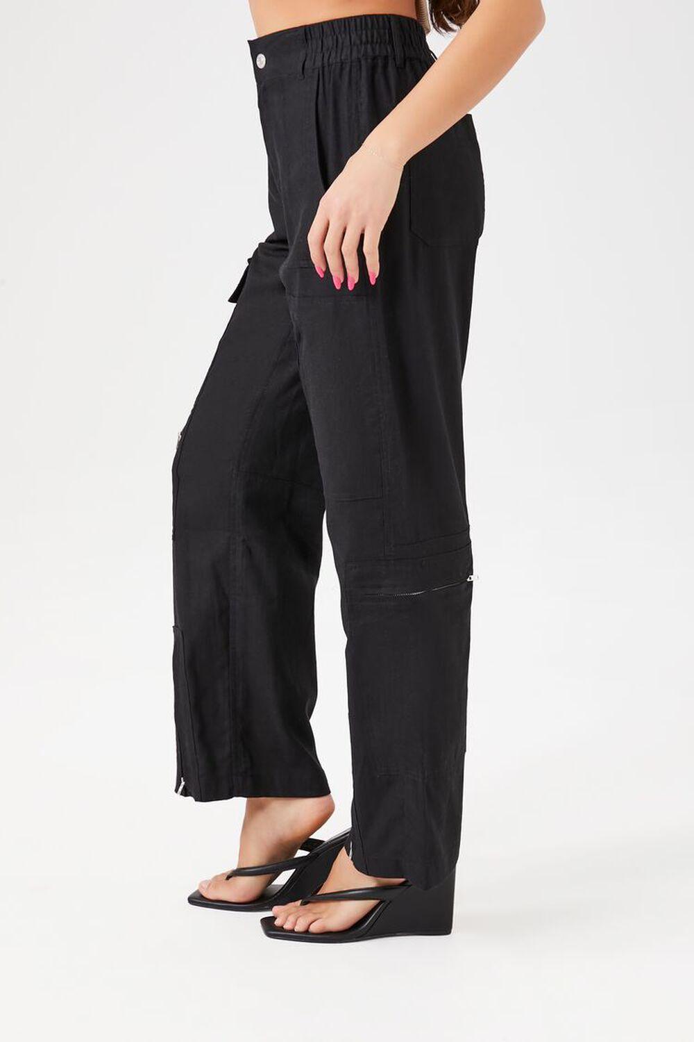 Zipper Wide-Leg Cargo Pants | Forever 21 Product Image