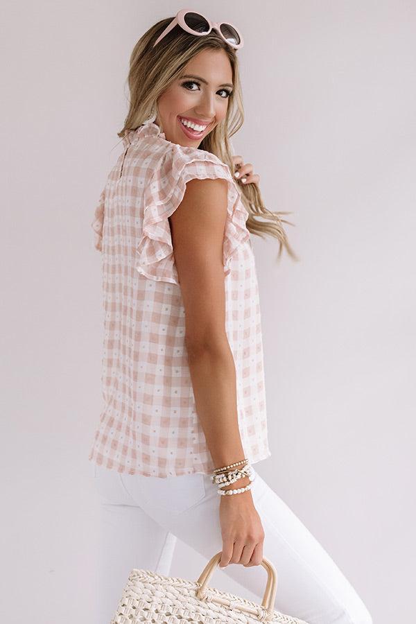 Summer Series Checkered Shift Top In Light Peach Product Image