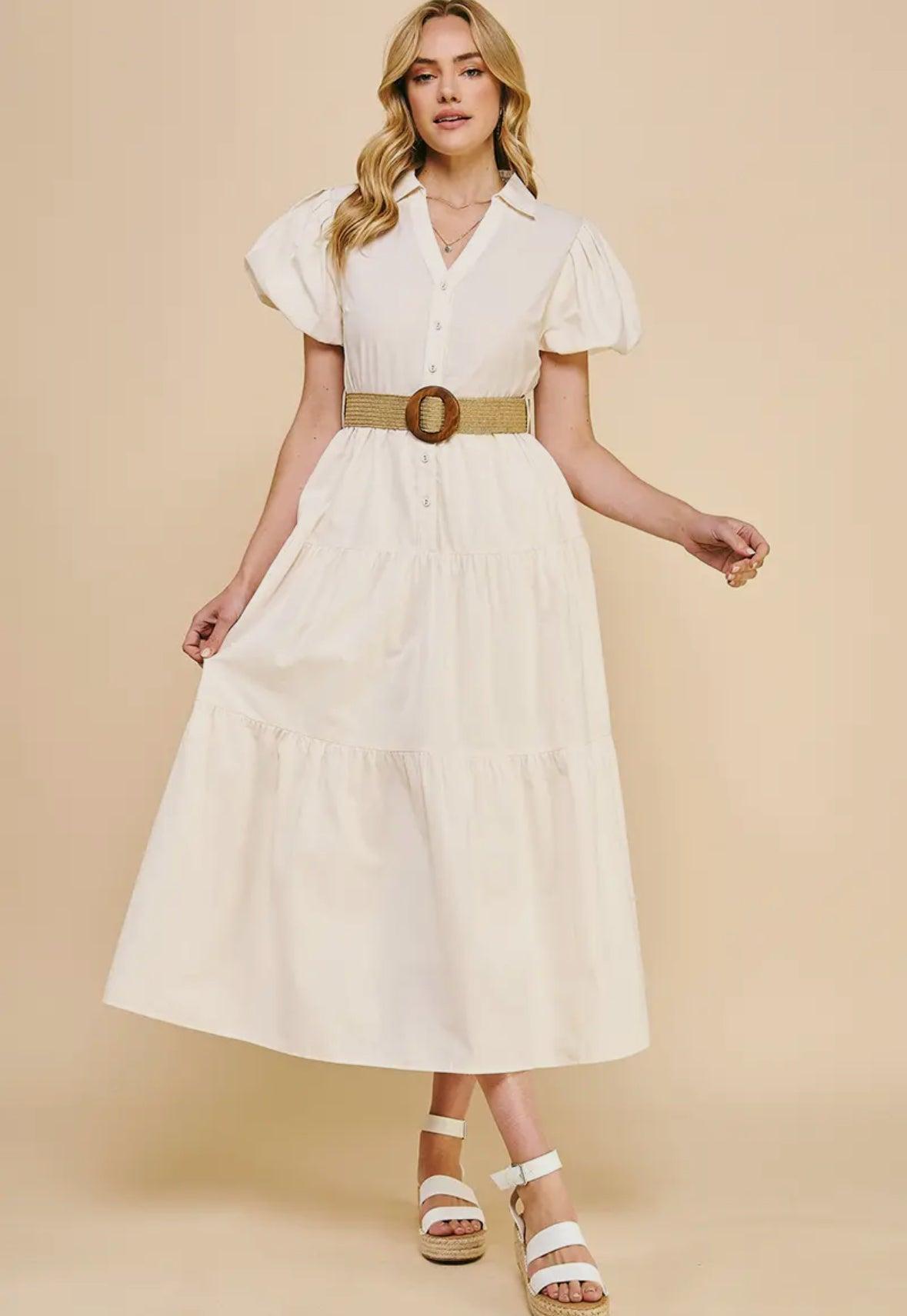 Buttondown Belted Maxi Dress Product Image