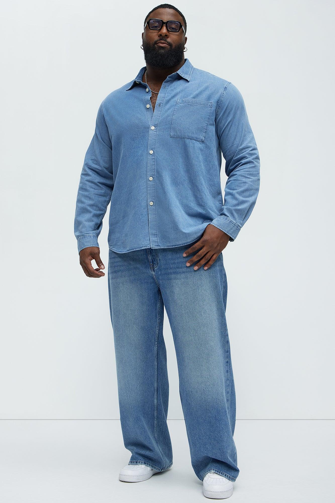 Chambray Long Sleeve Shirt - Medium Wash Product Image