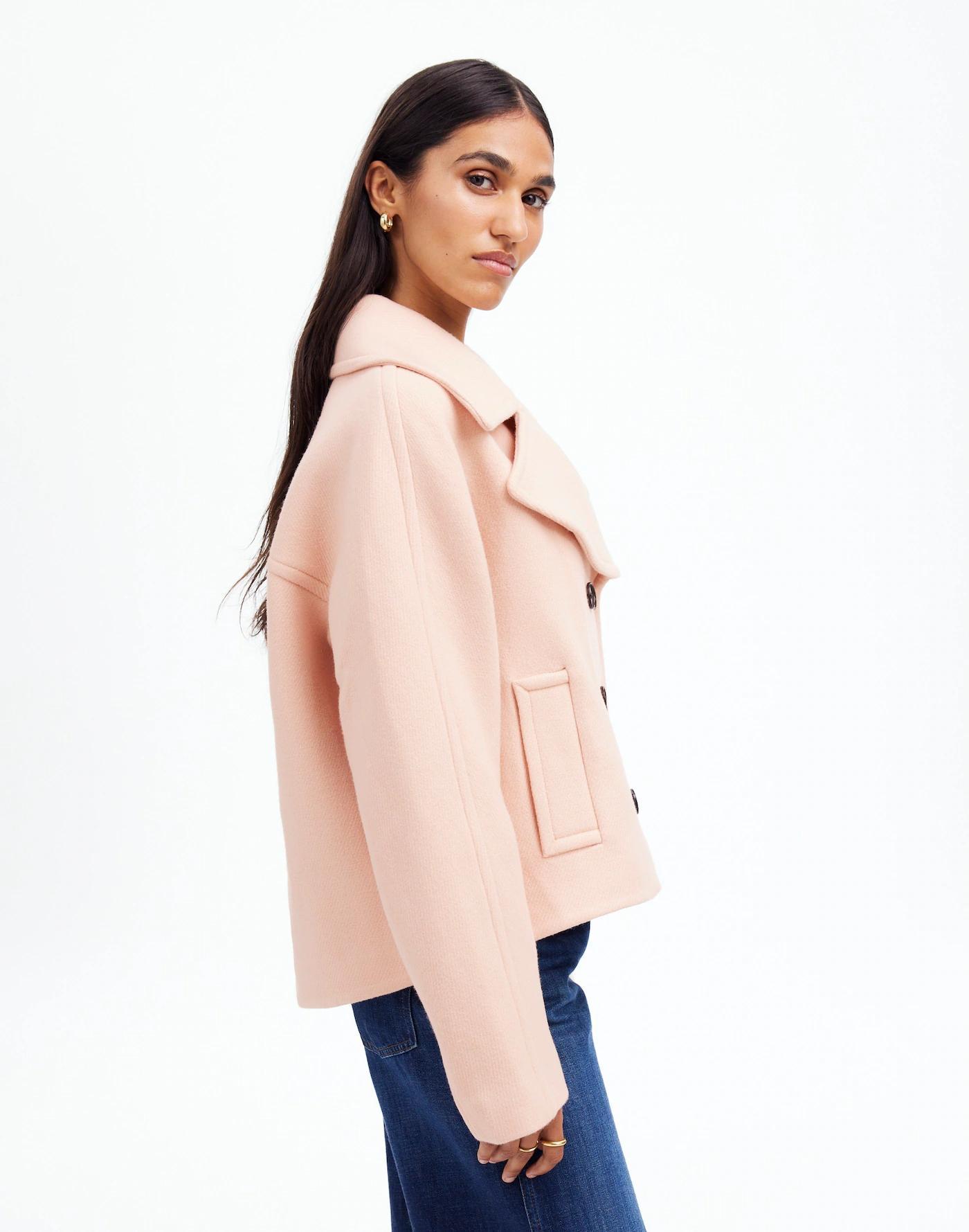 Oversized-Collar Short Peacoat Product Image