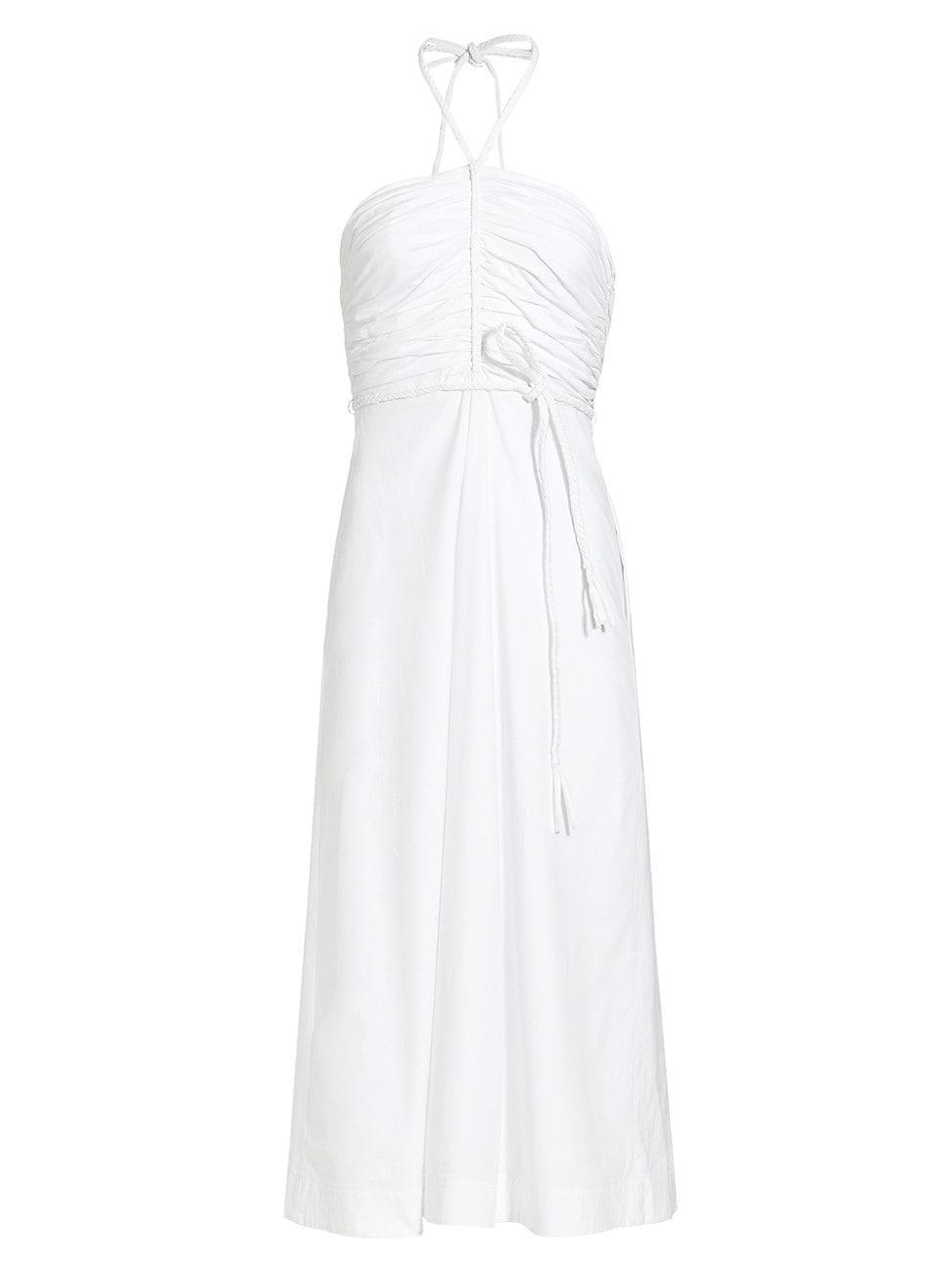 Womens Tucker Ruched Halter Midi-Dress Product Image