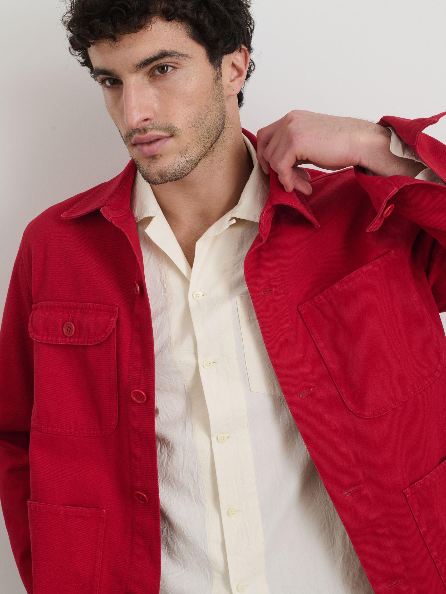 Garment Dyed Work Jacket in Recycled Denim Product Image