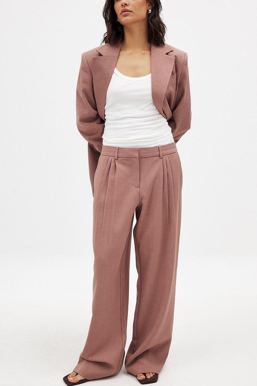 Wide Mid Waist Suit Pants Product Image