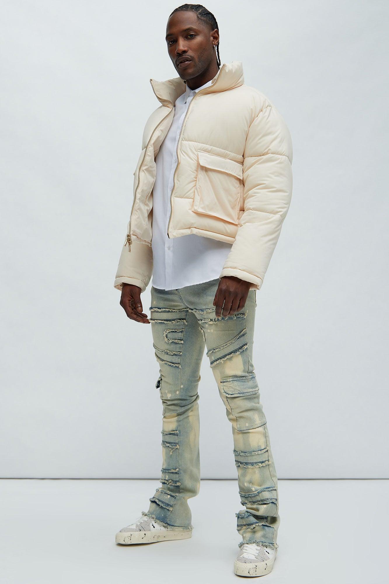 With Some Fray Skinny Flare Cargo Jeans - Light Blue Wash Product Image