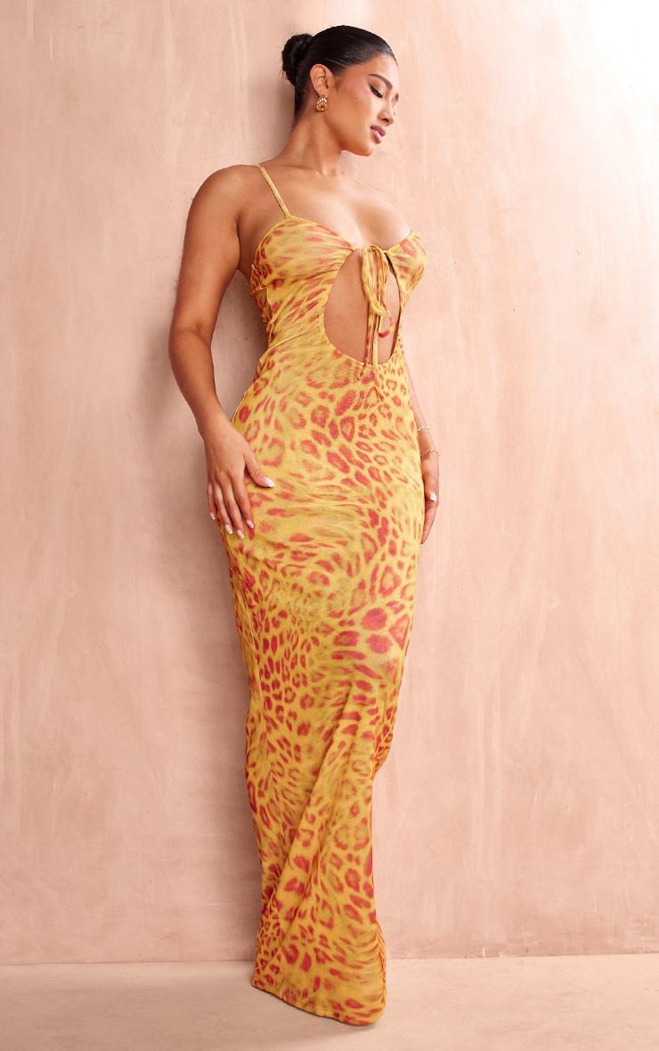 Shape Orange Printed Sheer Mesh Cut Out Maxi Dress Product Image