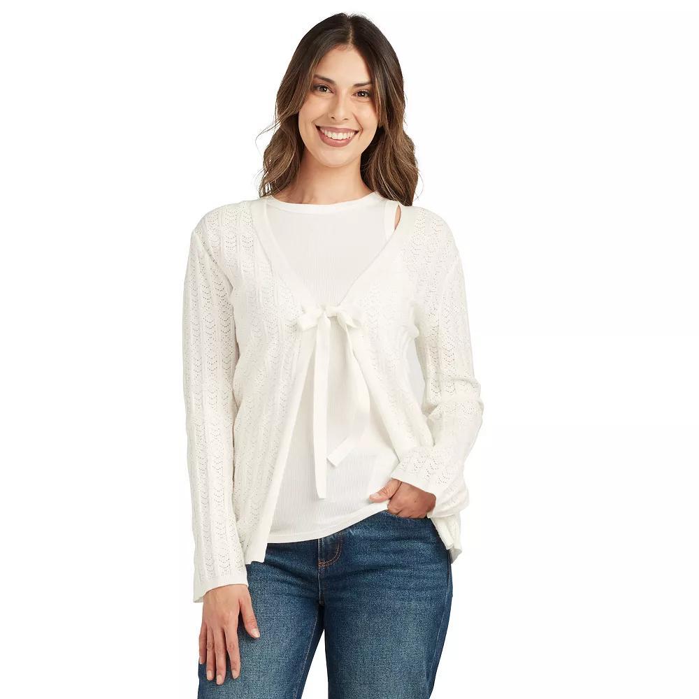 Womens AB Studio Tie-Front Sweater Cardigan Product Image