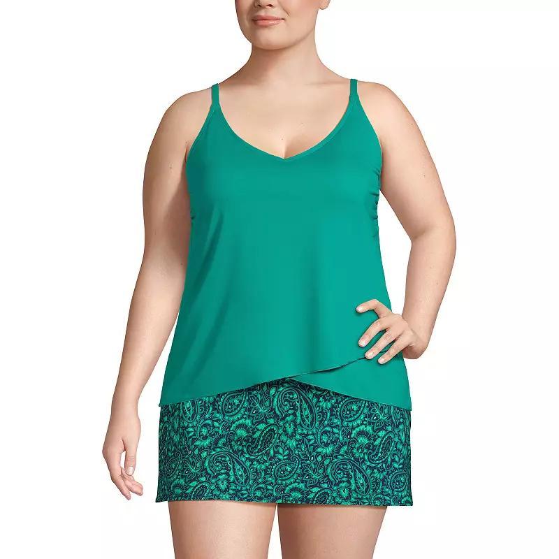 Plus Size Lands End DDD-Cup Tulip Hem Tankini Swim Top, Womens Island Green Product Image