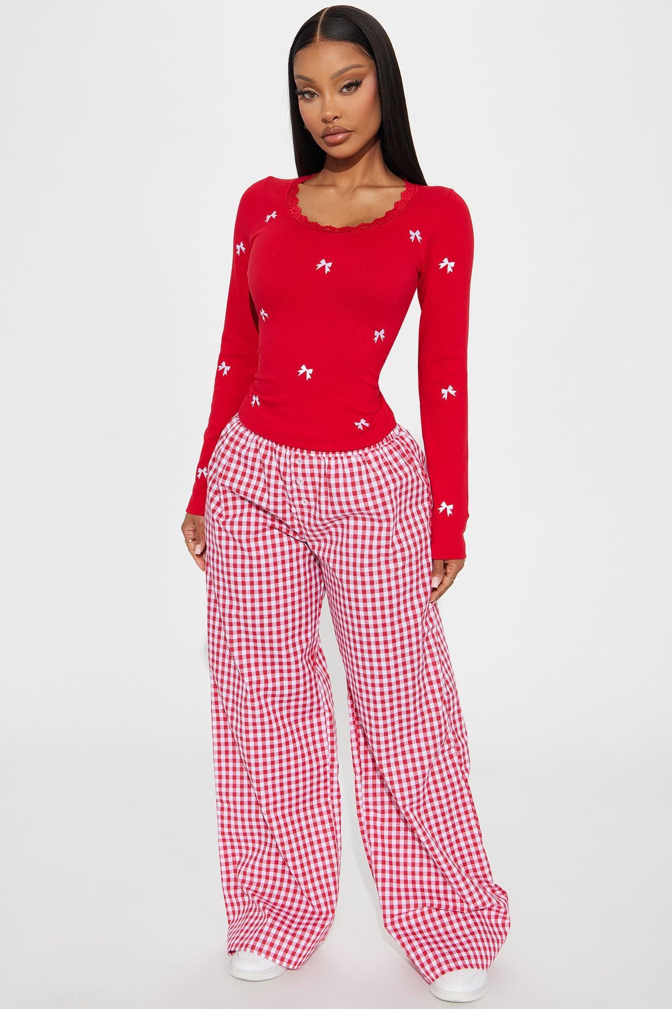 Sweet Moments Seamless Bow Top - Red Product Image