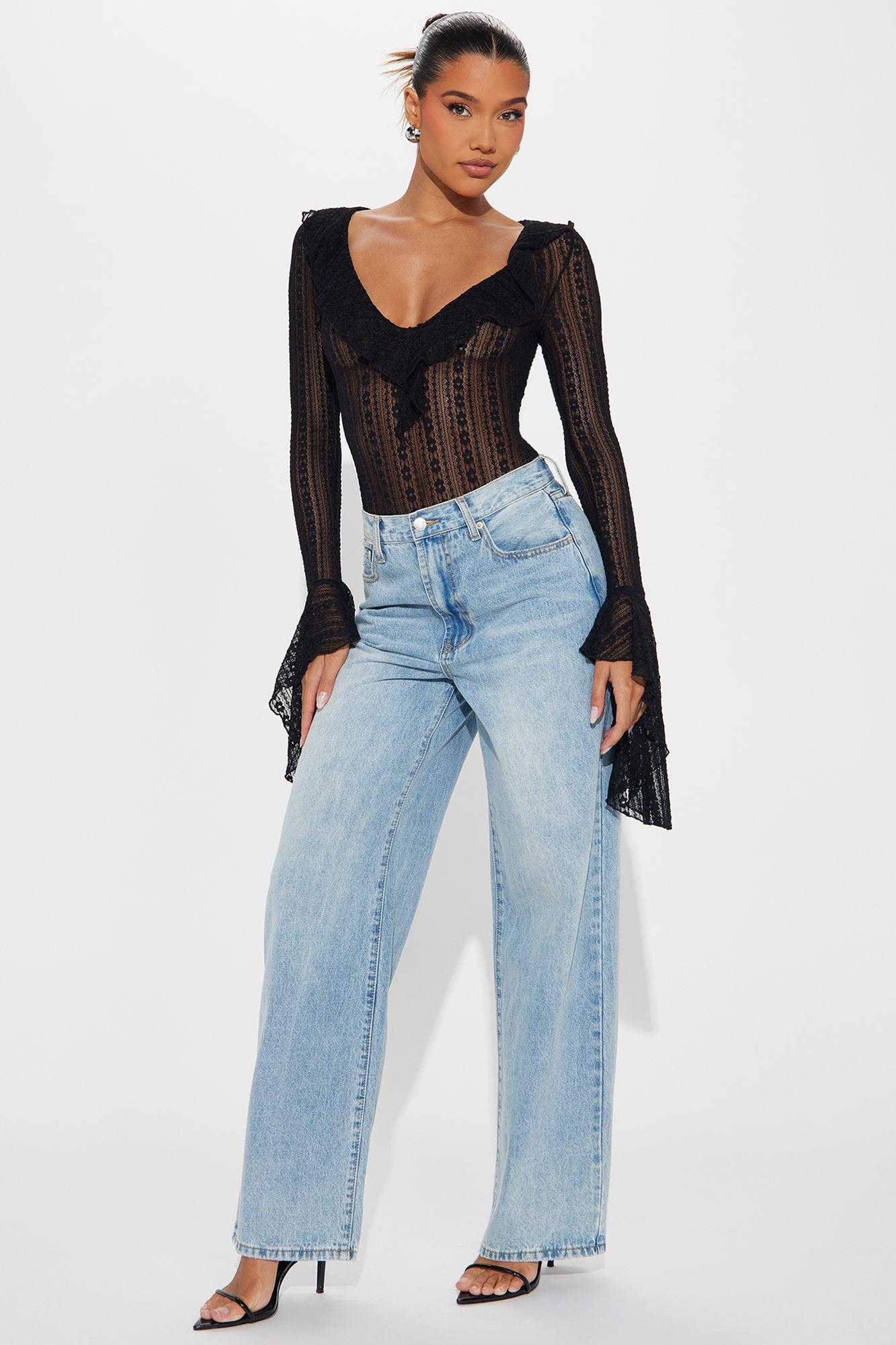 Spring Fling Ruffle Bodysuit - Black Product Image