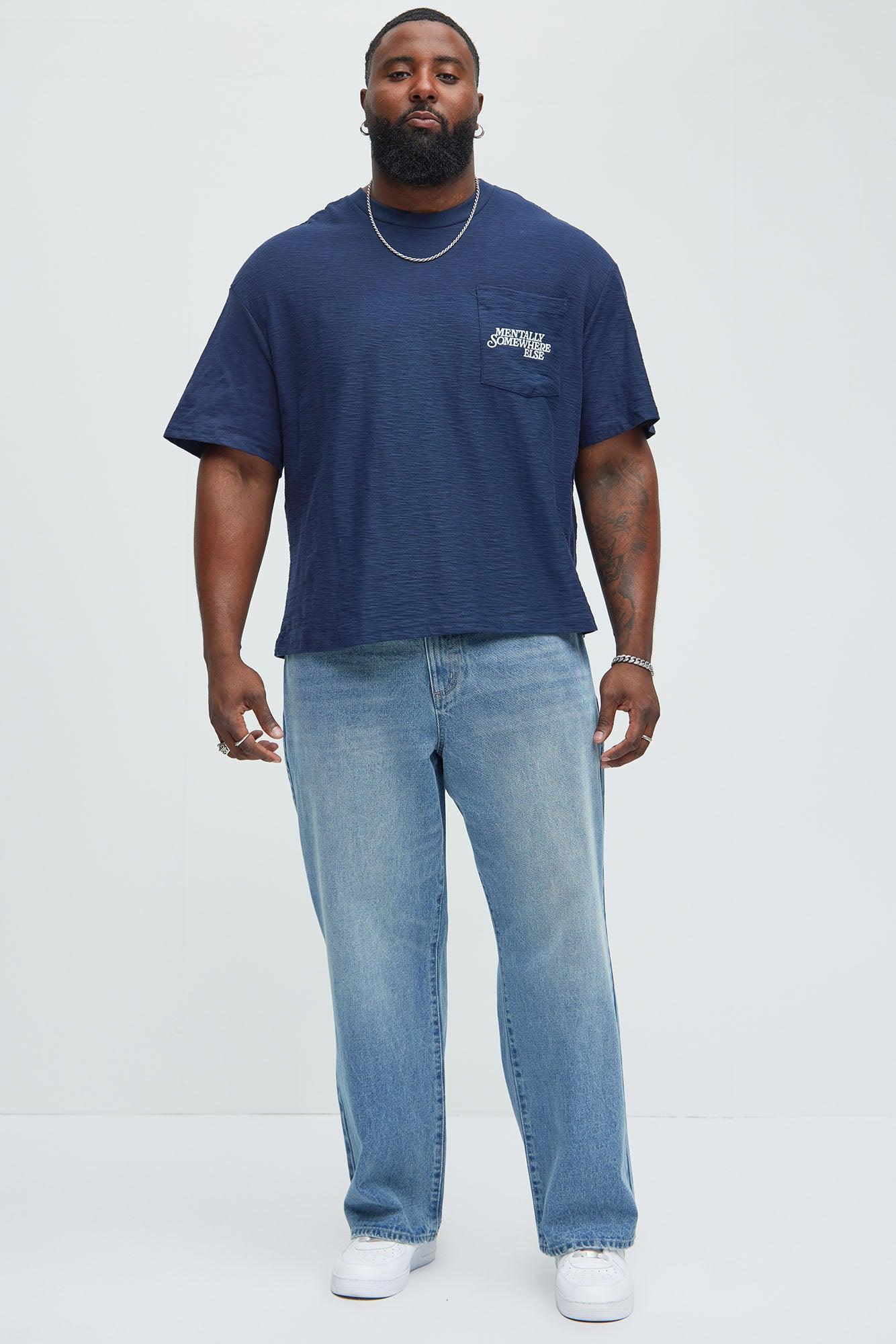 Mentally Somewhere Else Textured Short Sleeve Tee - Navy Product Image