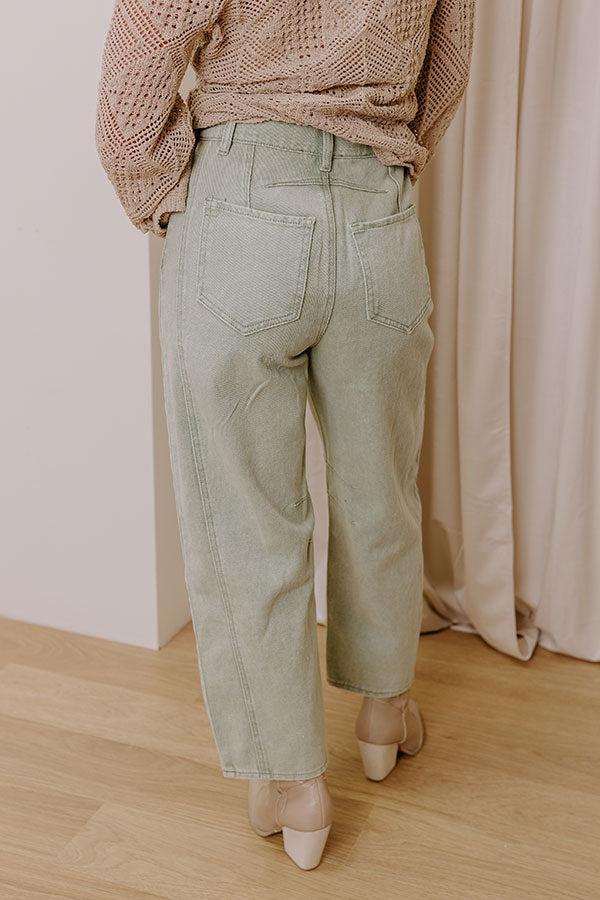 The Cristy High Waist Wide Leg Jean in Light Sage Product Image