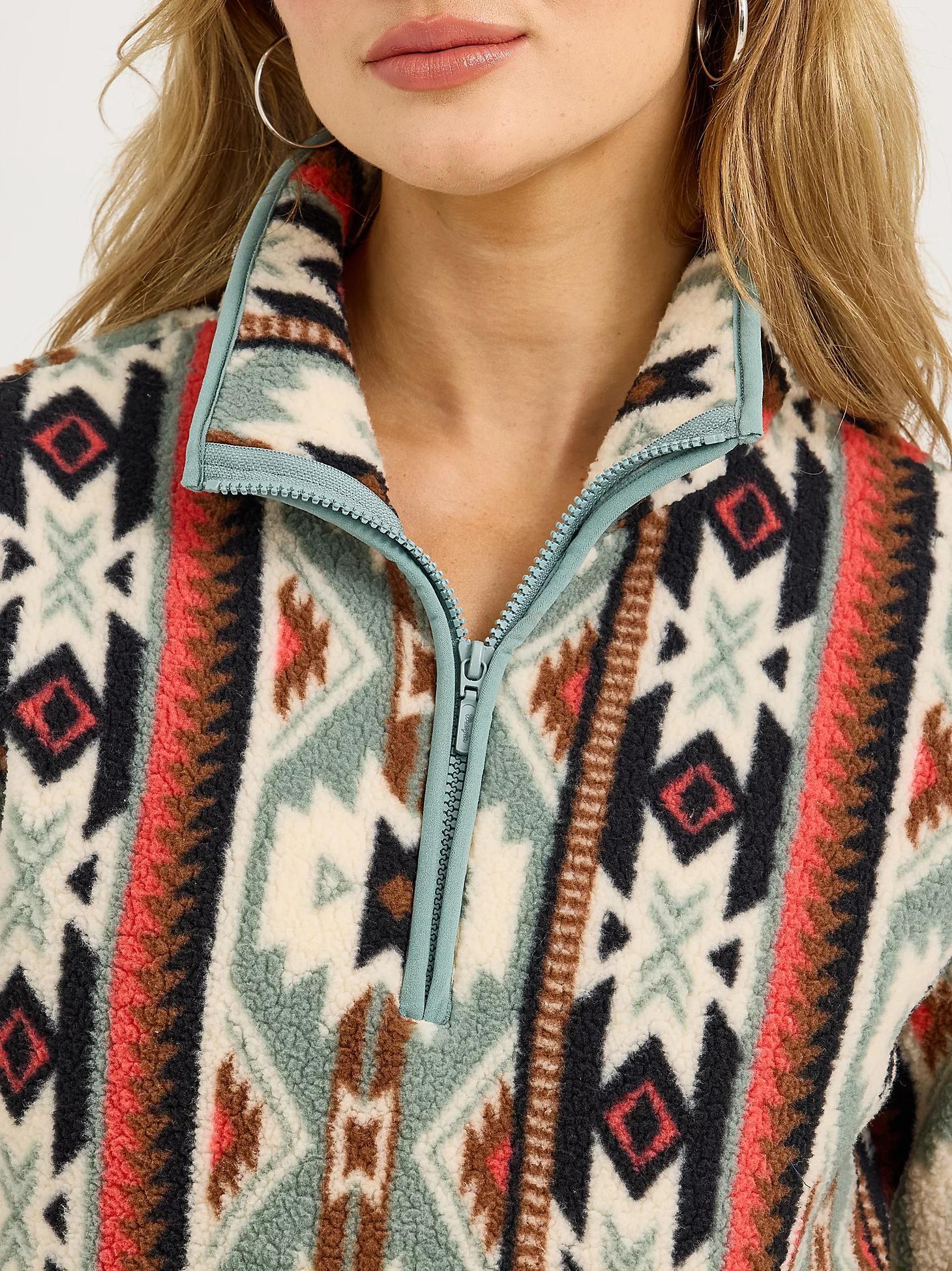 Women's Wrangler Retro® Quarter-Zip Sherpa Pullover in Azure Coral Product Image