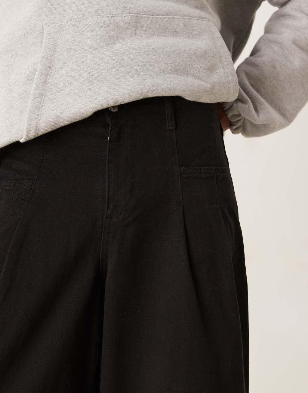 ASOS DESIGN super baggy pleated pants in black Product Image