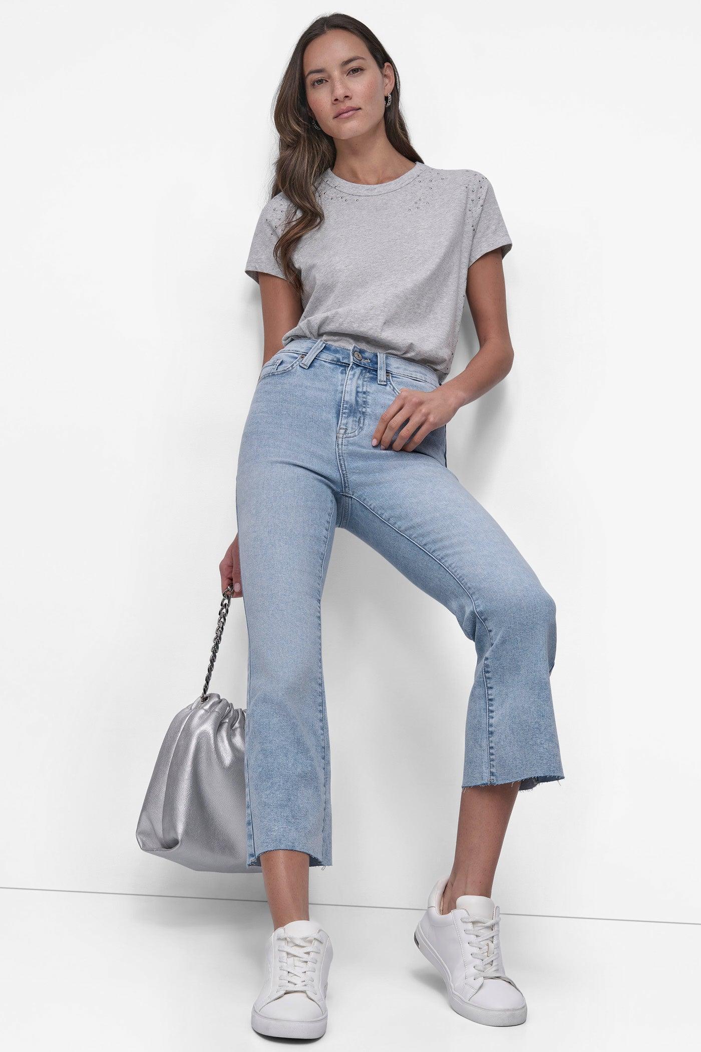 HIGH-RISE RAW EDGE FLARE JEAN Product Image