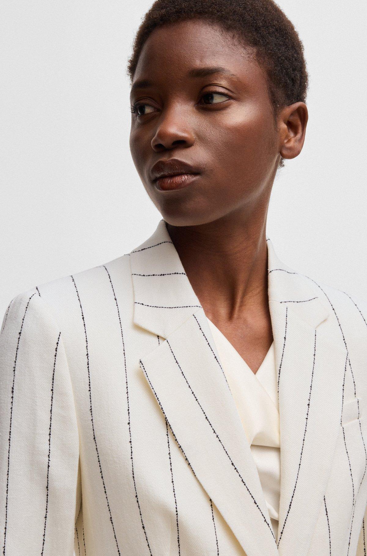 Slim-fit suit jacket in striped linen-blend bouclé Product Image