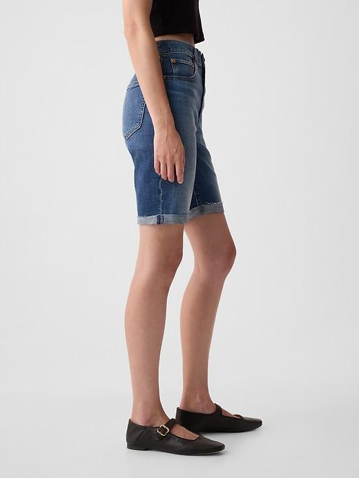 9" High Rise Denim Bermuda Shorts Product Image