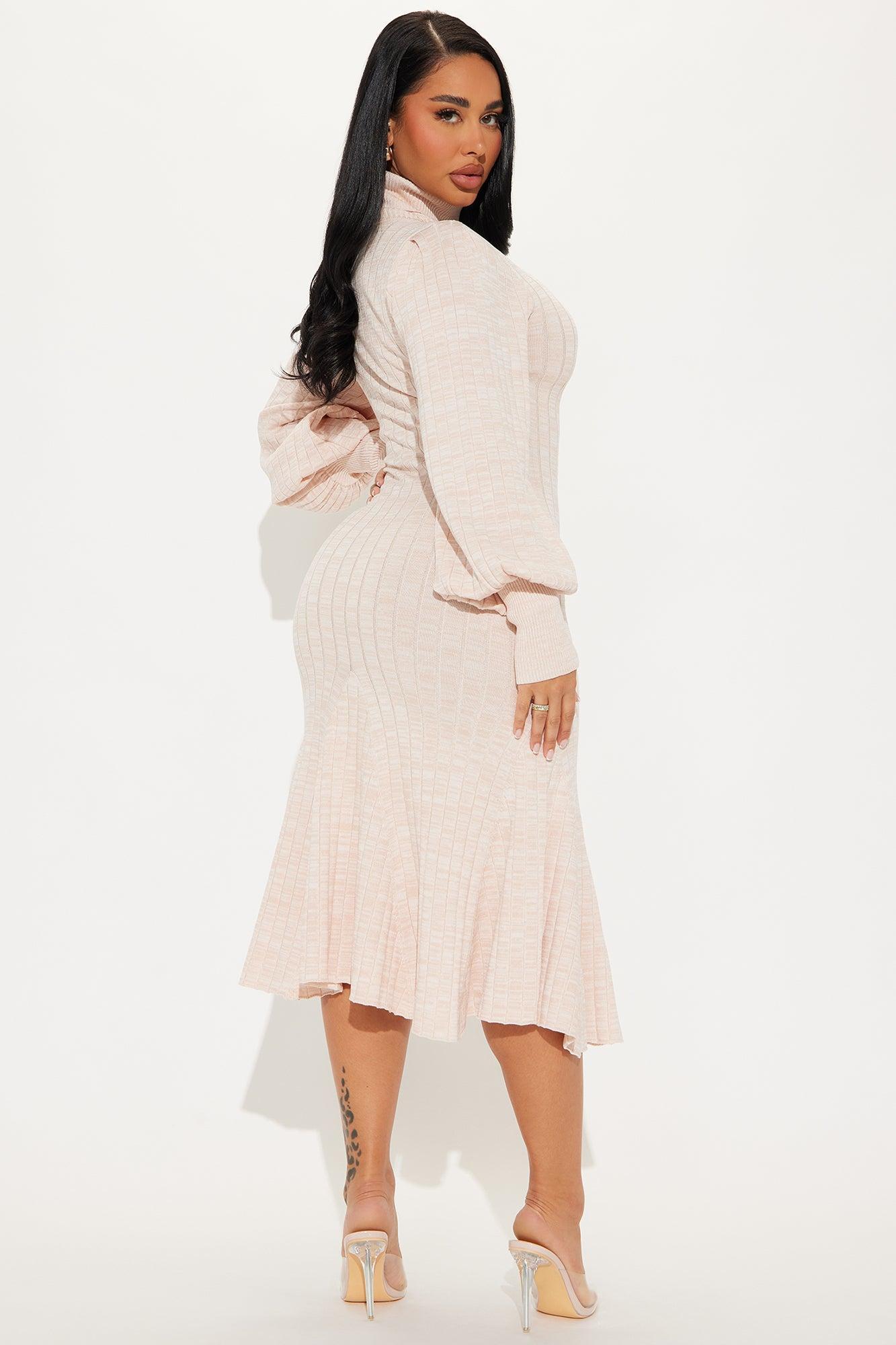 Aquarius Mermaid Sweater Midi Dress - Oatmeal Product Image