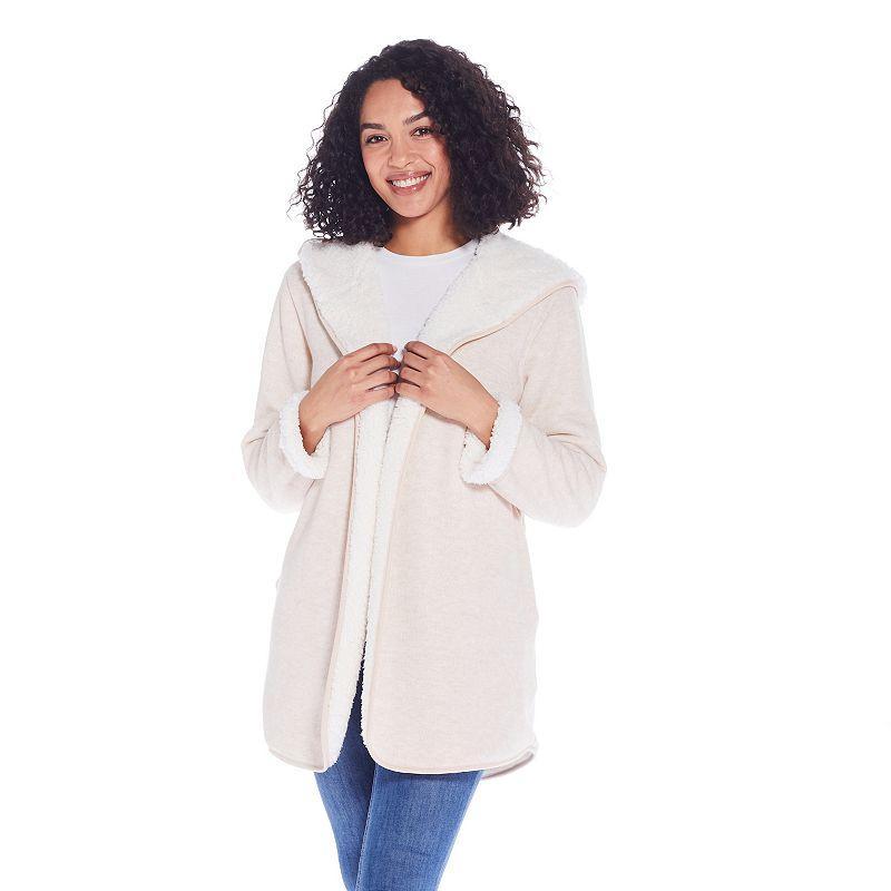 Plus Size Weathercast Open-Front Reversible Jacket, Womens Oatmeal Ivory Product Image