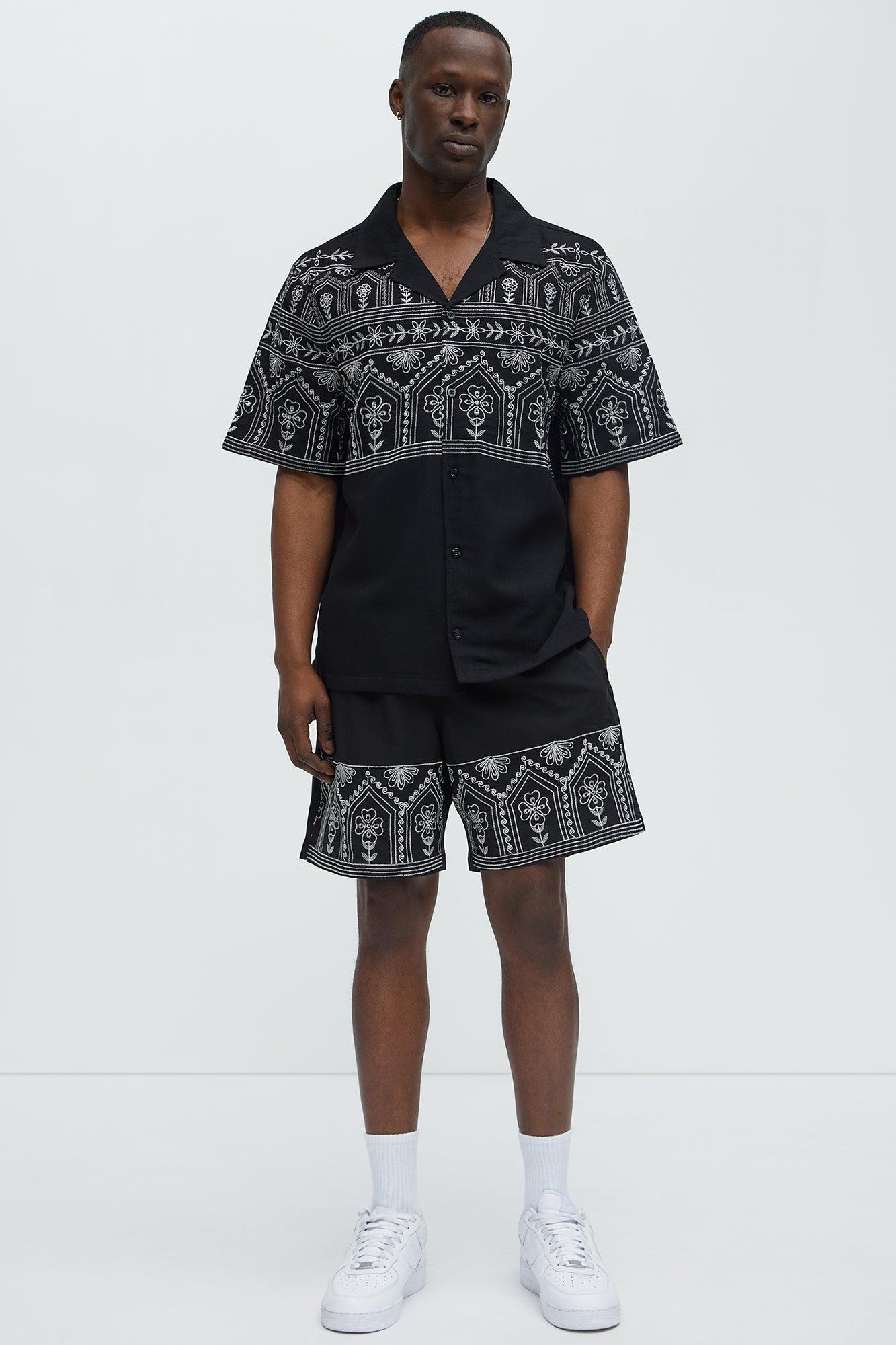 Embroidered Floral Swim Classic Trunk - Black/combo Male Product Image