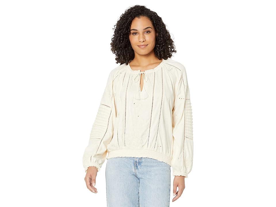 Elliott Lauren Cotton Cashmere Textured Sweater with Wide Sleeves (Oatmeal) Women's Clothing Product Image