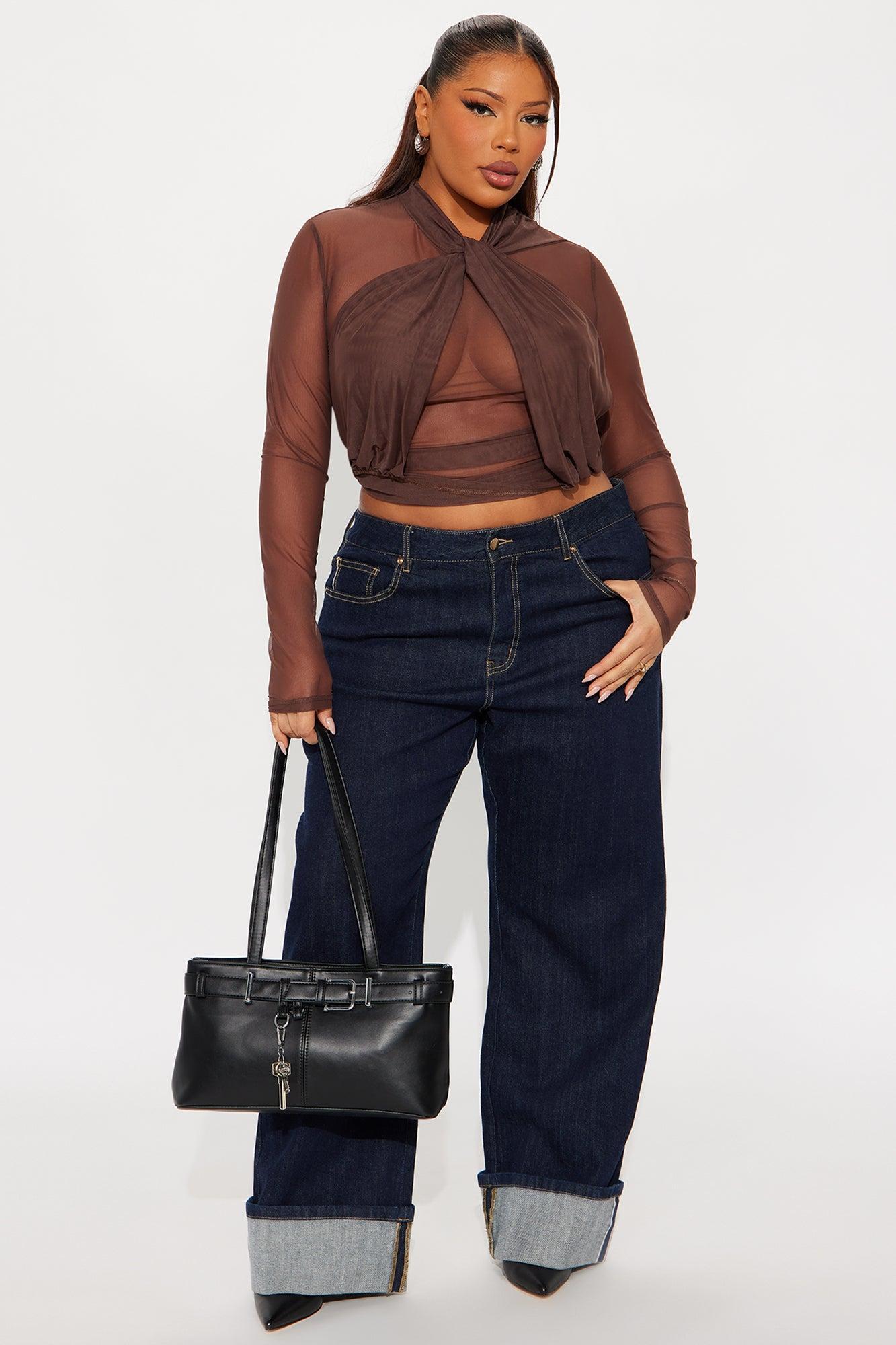 Avery Long Sleeve Mesh Top - Chocolate Female Product Image