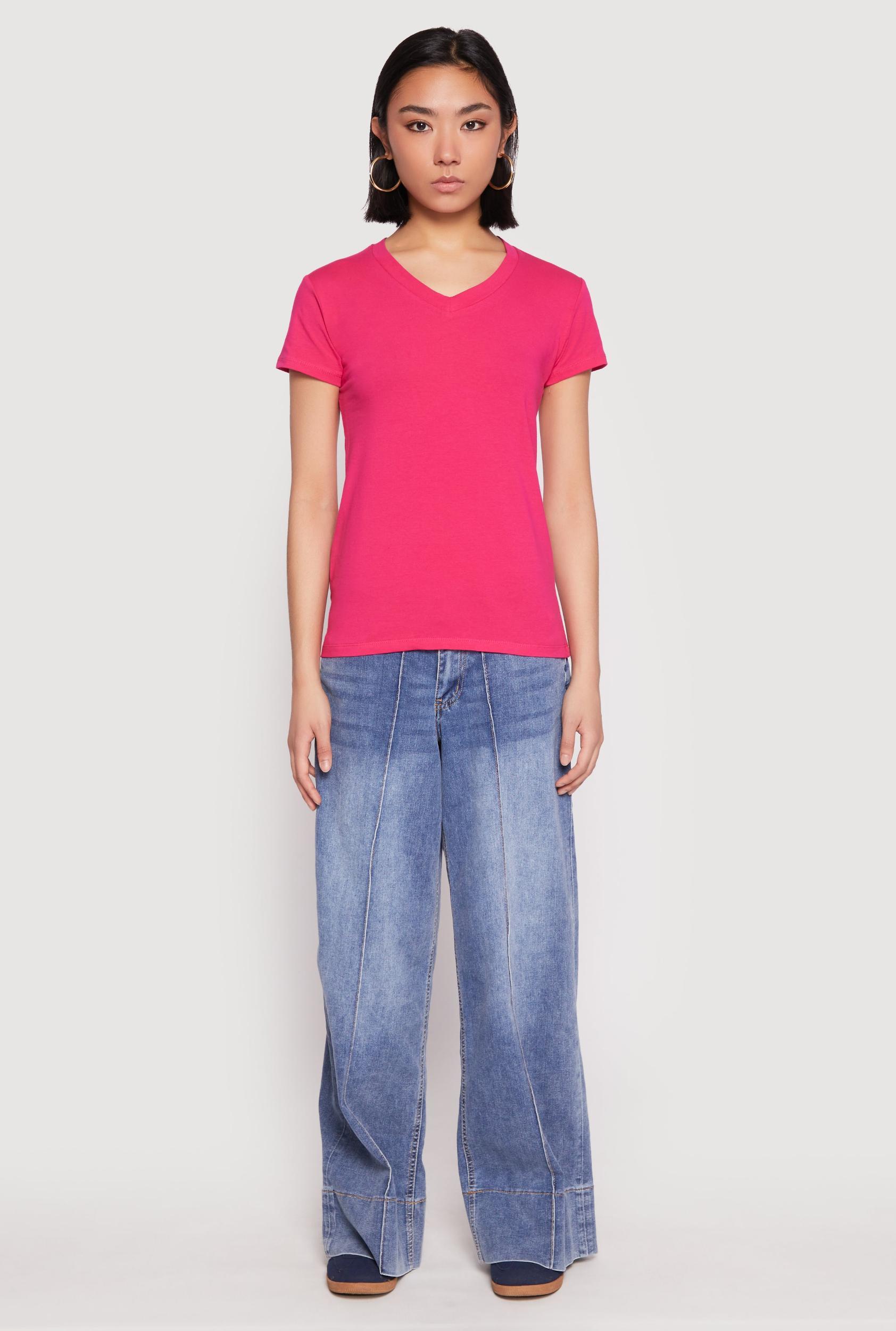 Womens V Neck Short Sleeve Tee Product Image