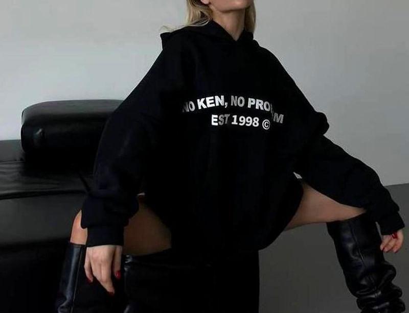 Lettering Loose Fit Hoodie Product Image