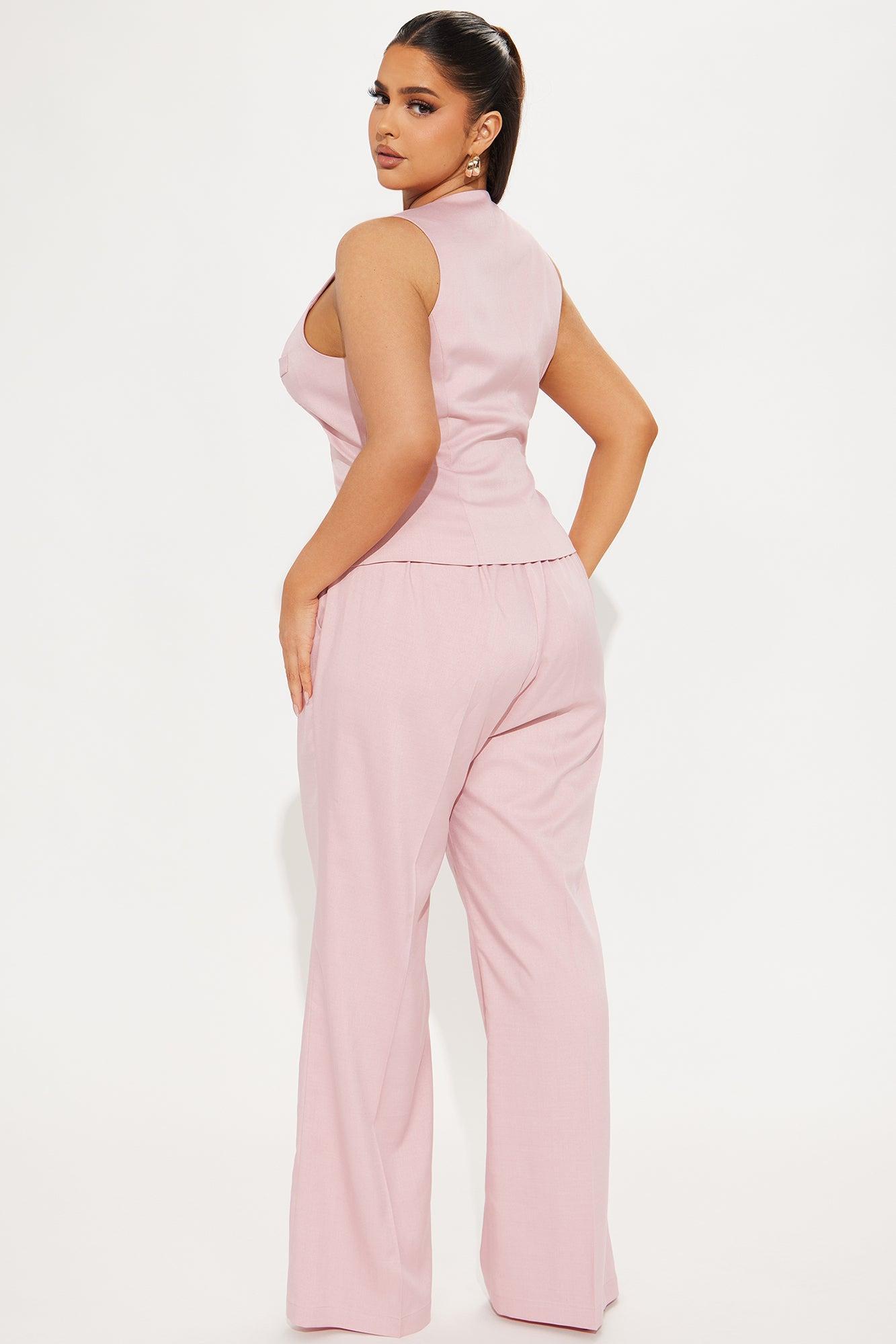 Rosie Wide Leg Pant Set - Pink Product Image