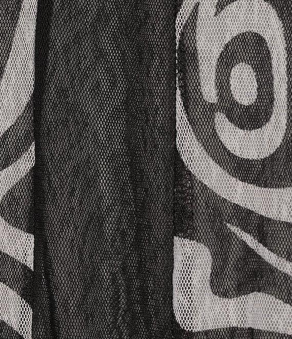 Ali Miles Printed Mesh Inset 3/4 Sleeve Open-Front Kimono Product Image