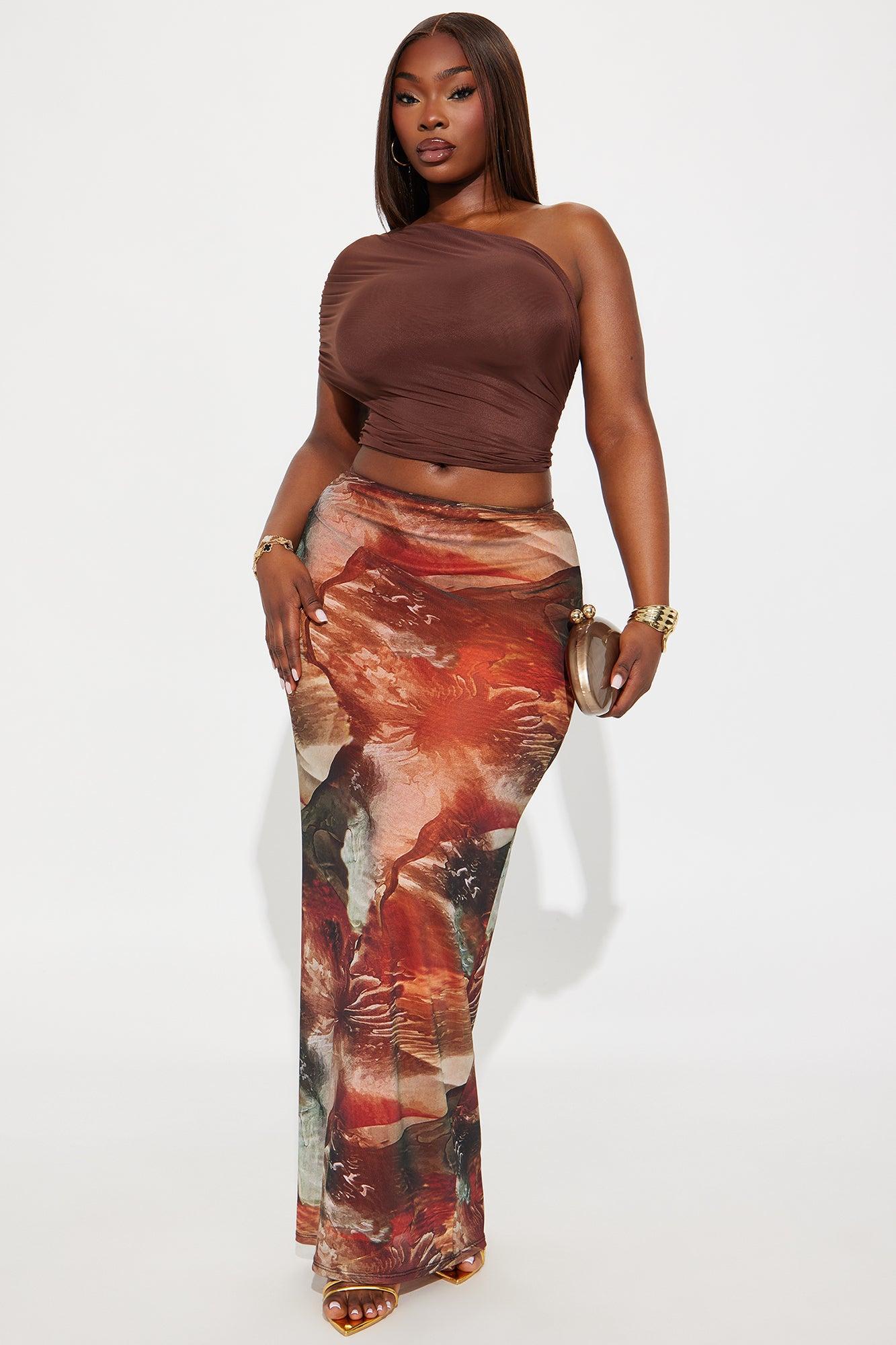 Year Round Mesh One Shoulder Top - Chocolate Female Product Image