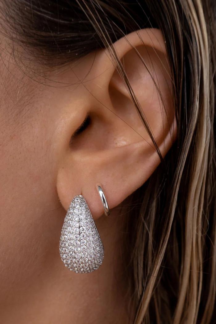 Pave Gia Earrings - Silver Product Image