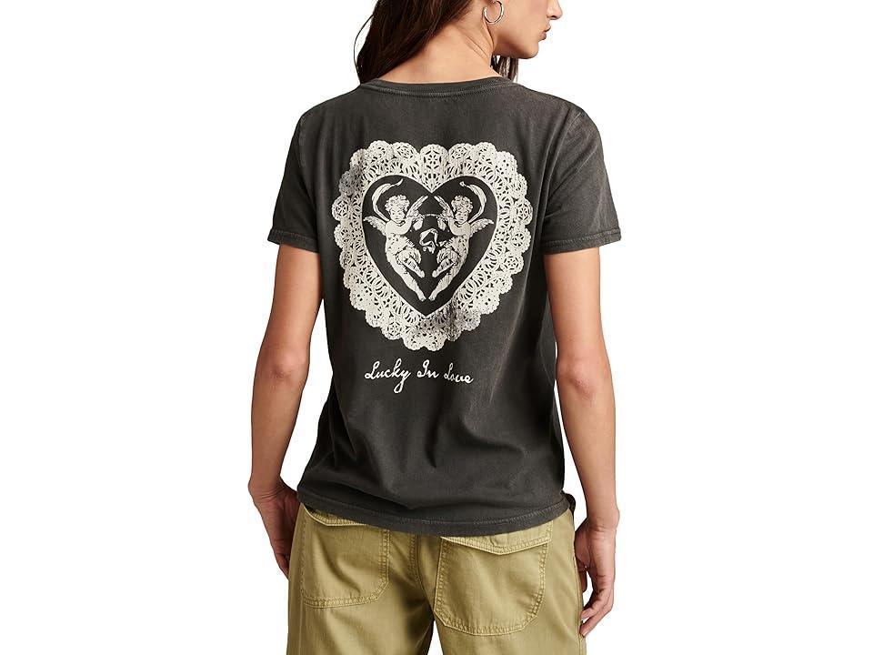 Lucky Brand Love Cherubs Classic Crew (Jet ) Women's Clothing Product Image