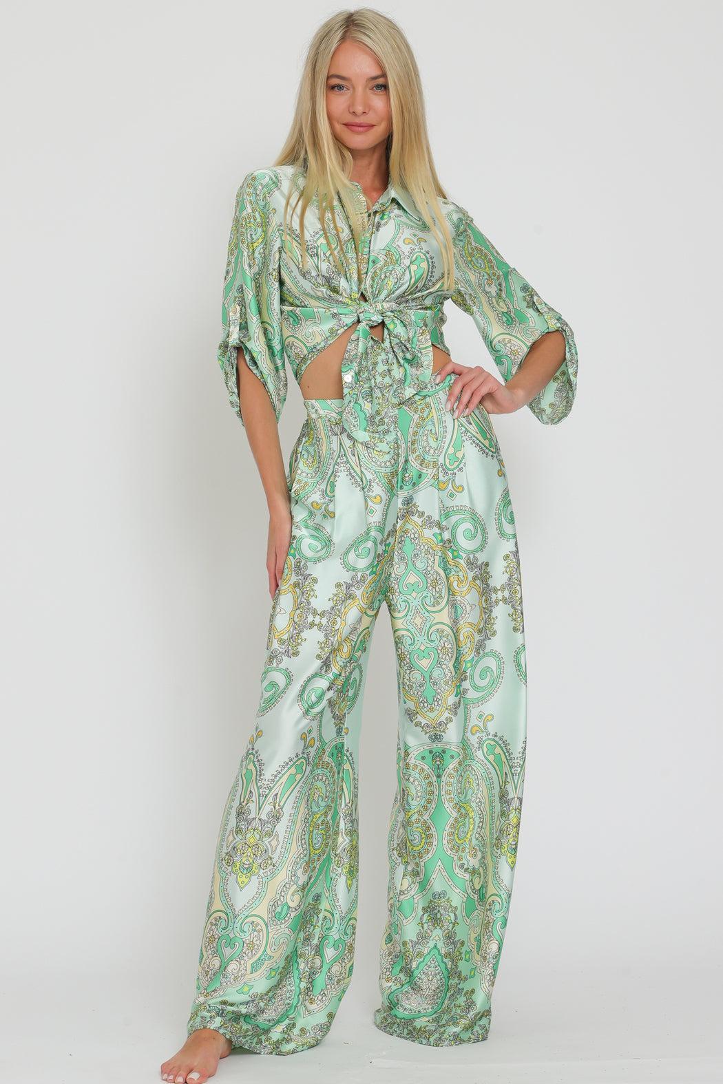 Paisley Palazzo Pant with Elastic Waistband Product Image
