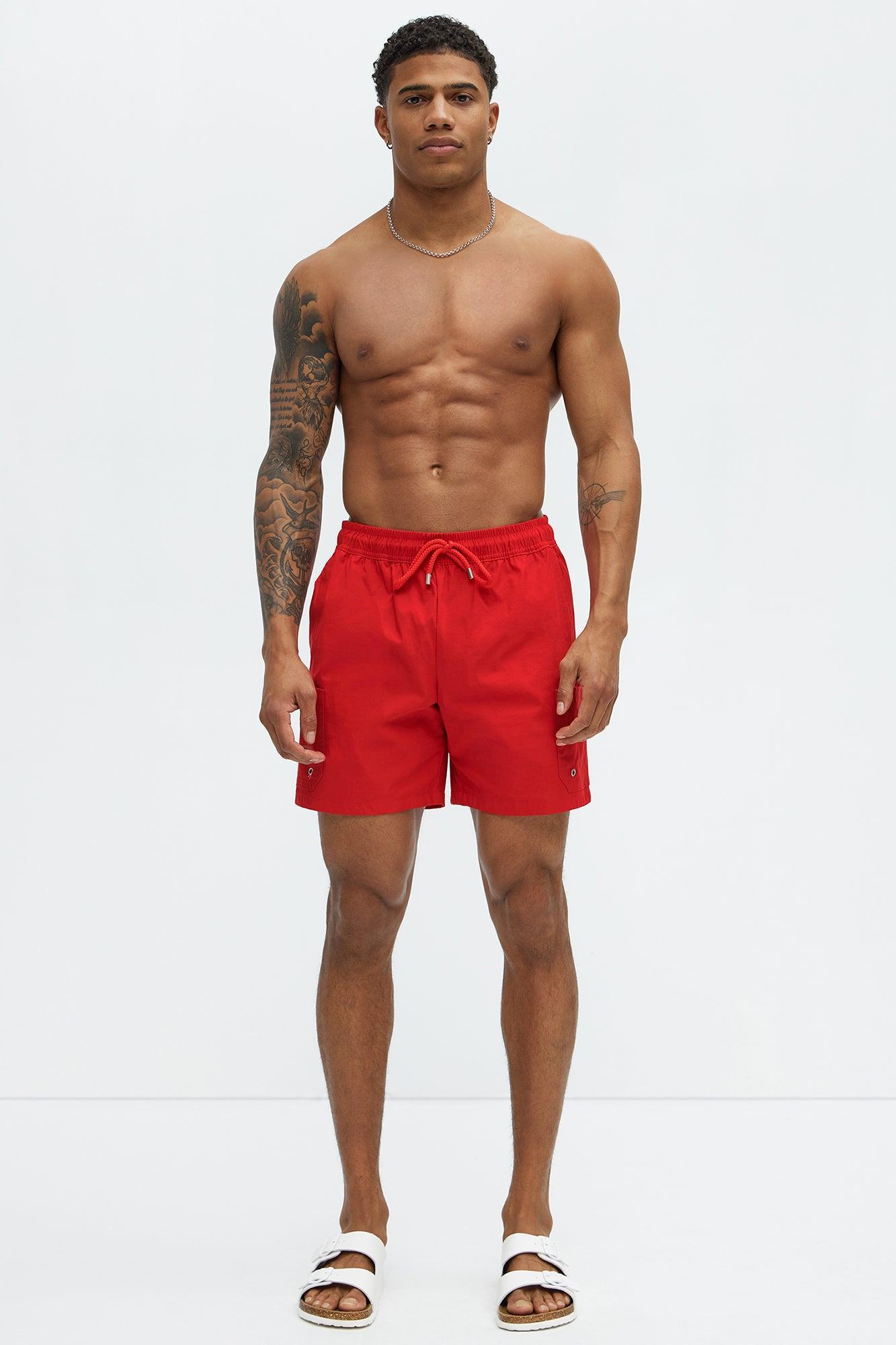 Keeping It Solid Velcro Swim Classic Trunk - Red Product Image