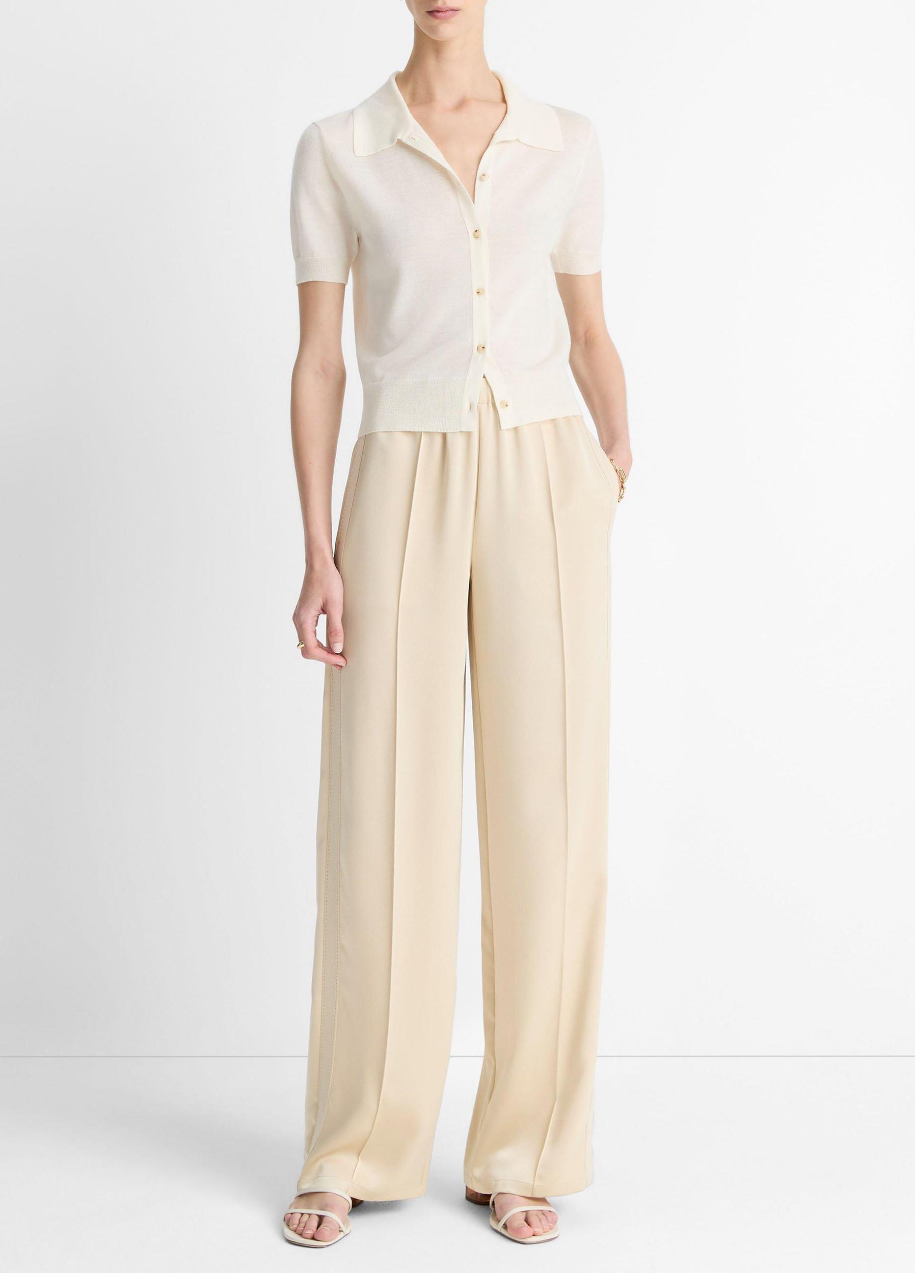 Wool-Blend Collared Button-Front Sweater Product Image