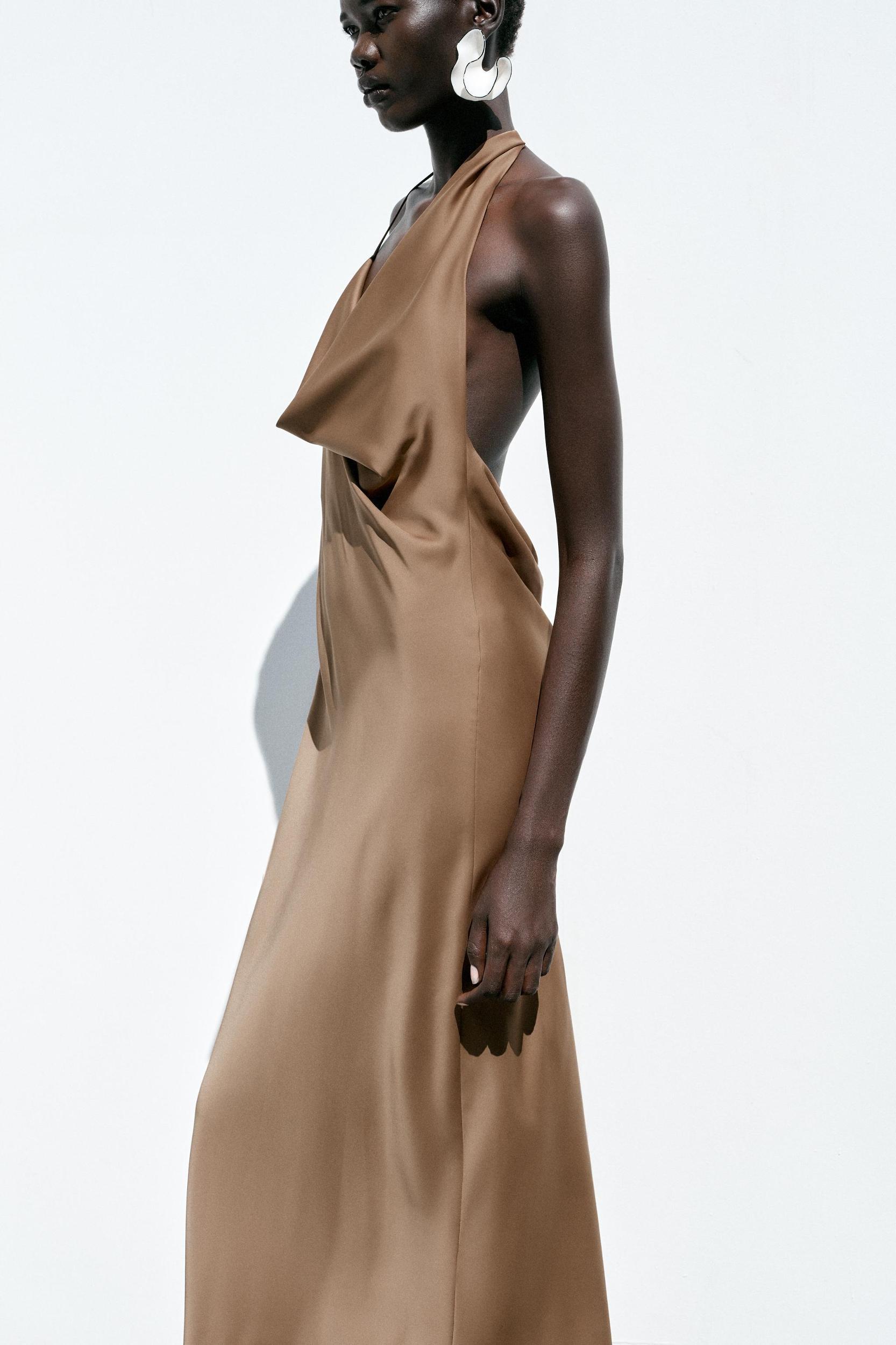 ASYMMETRIC SATIN MIDI DRESS Product Image